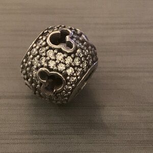 RETIRED Genuine Pandora Sparkling Silver DIsney - Mickey Mouse Heart Charm